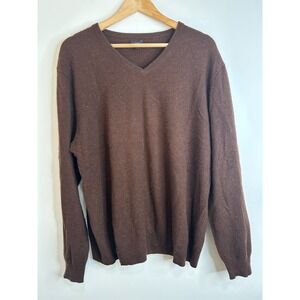 J Crew Mens Italian Cashmere V Neck Sweater Brown XL Warm Cozy Winter Luxury